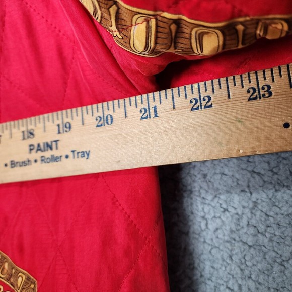 ADAM DOUGLASS Vintage Size 6 1990's Red Quilted Gold Baroque Silk Blazer Jacket - Picture 10 of 12